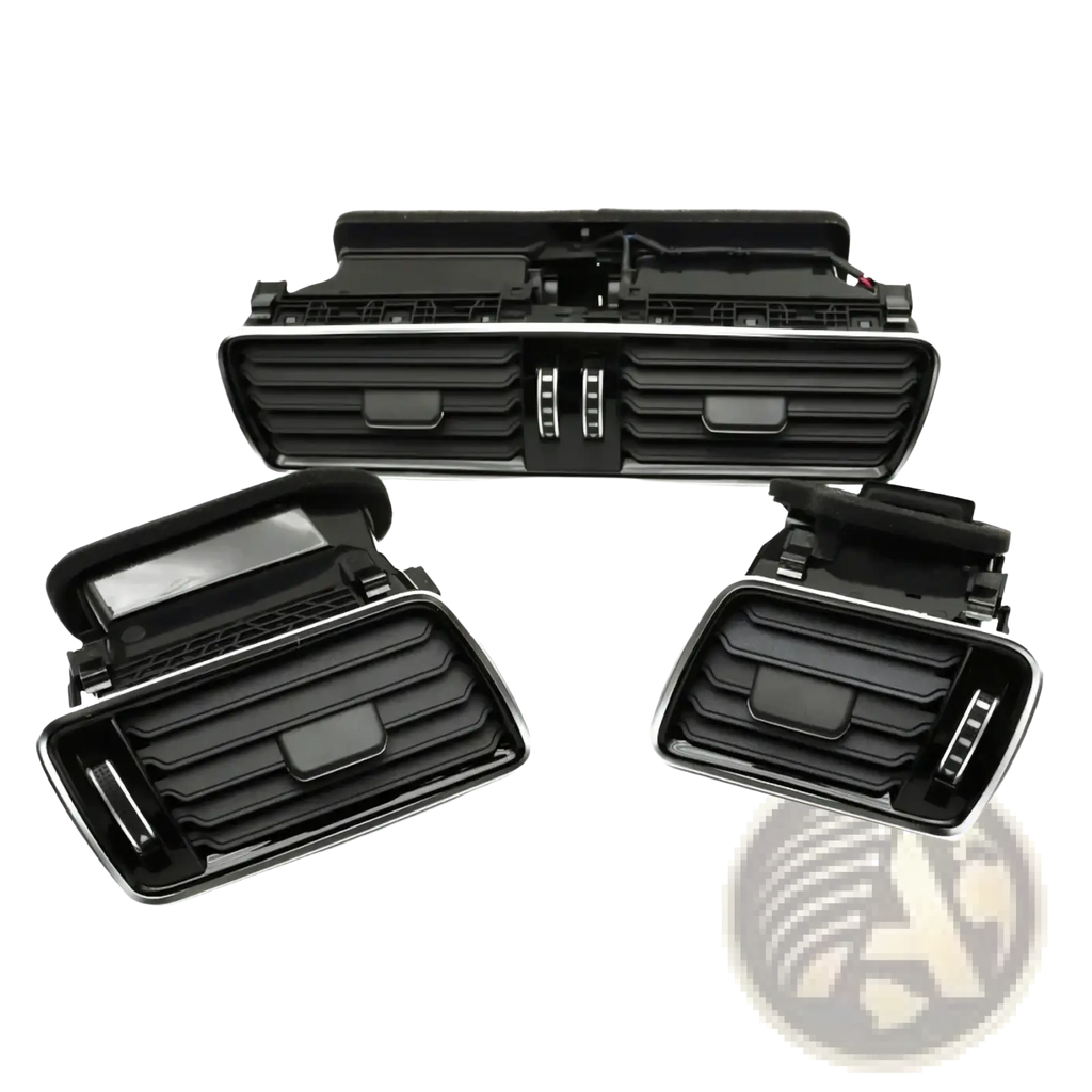 Vw passat b6 b7 front air vent replacement set black plastic vents with chrome trim and integrated control dials
