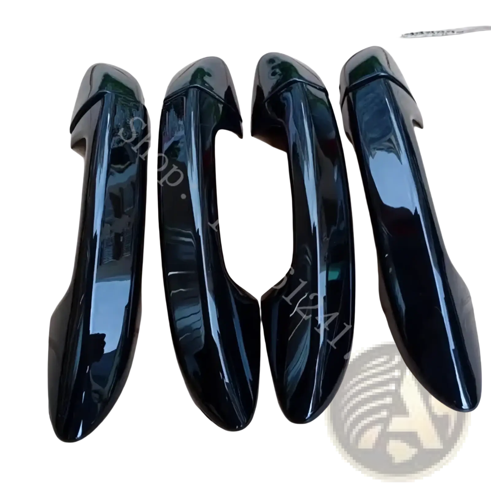 Four glossy black plastic door handle covers with a sleek modern design for vw passat carbon fiber trim