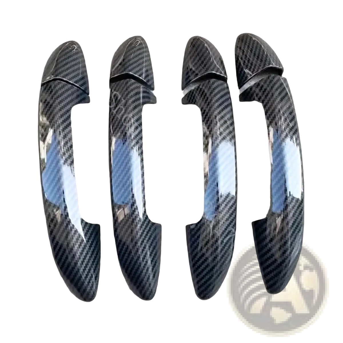 Black carbon fiber textured vw Passat door handle cover trims with glossy finish for exterior car door protection