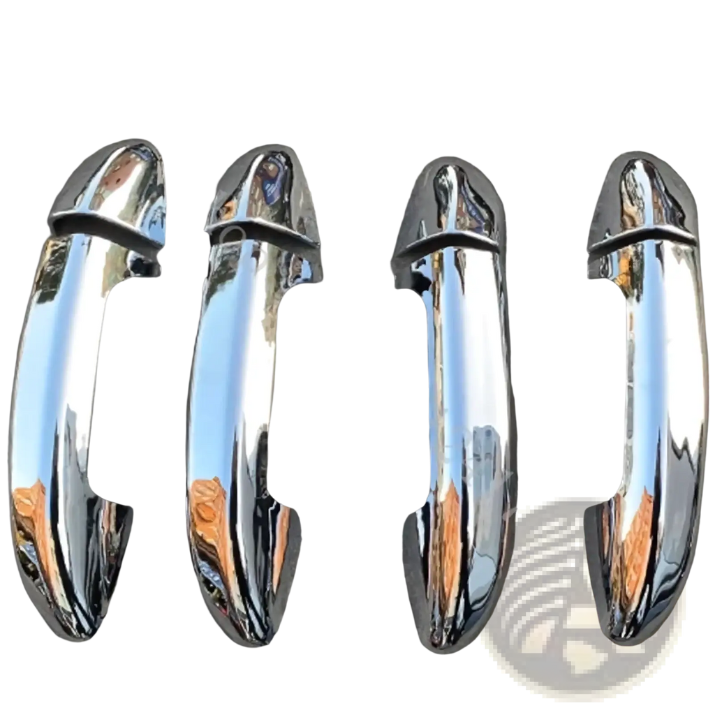 Chrome-finished vw passat door handle cover trim with sleek elongated design and smooth reflective carbon fiber surface