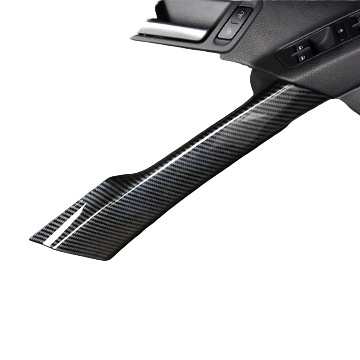 Black carbon fiber textured trim strip with glossy finish for vw tiguan 2008-2016 carbon door handle trim