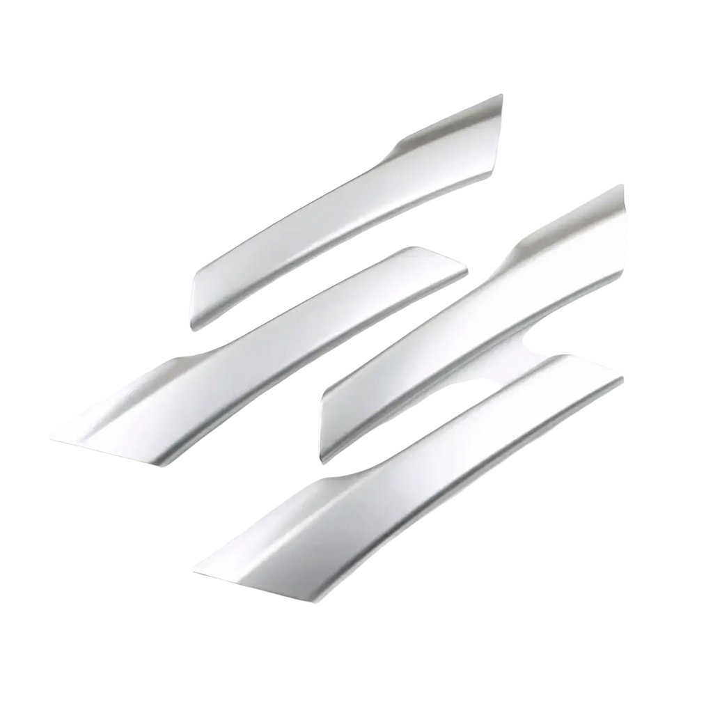 Set of five sleek silver metallic car door handle covers with modern angular design for VW Tiguan 2008-2016 carbon trim