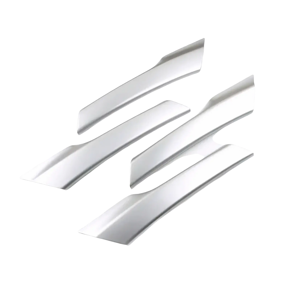 Set of five sleek silver metallic car door handle covers with modern angular design for VW Tiguan 2008-2016 carbon trim
