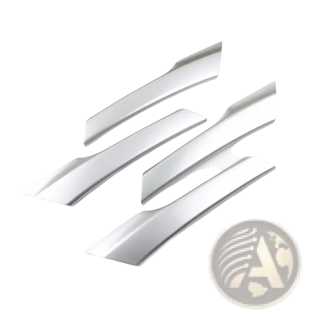 Set of five sleek silver metallic car door handle covers with modern angular design for VW Tiguan 2008-2016 carbon trim