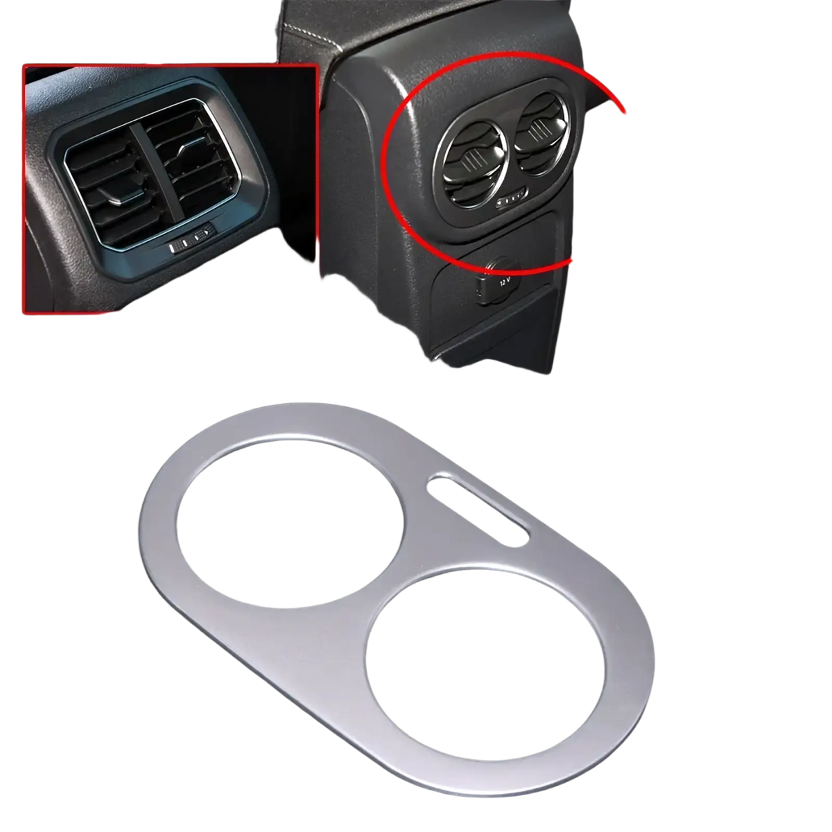 Silver metallic air vent cover trim made of metal designed for vw tiguan 2009-2017 cup holder panel enhancement