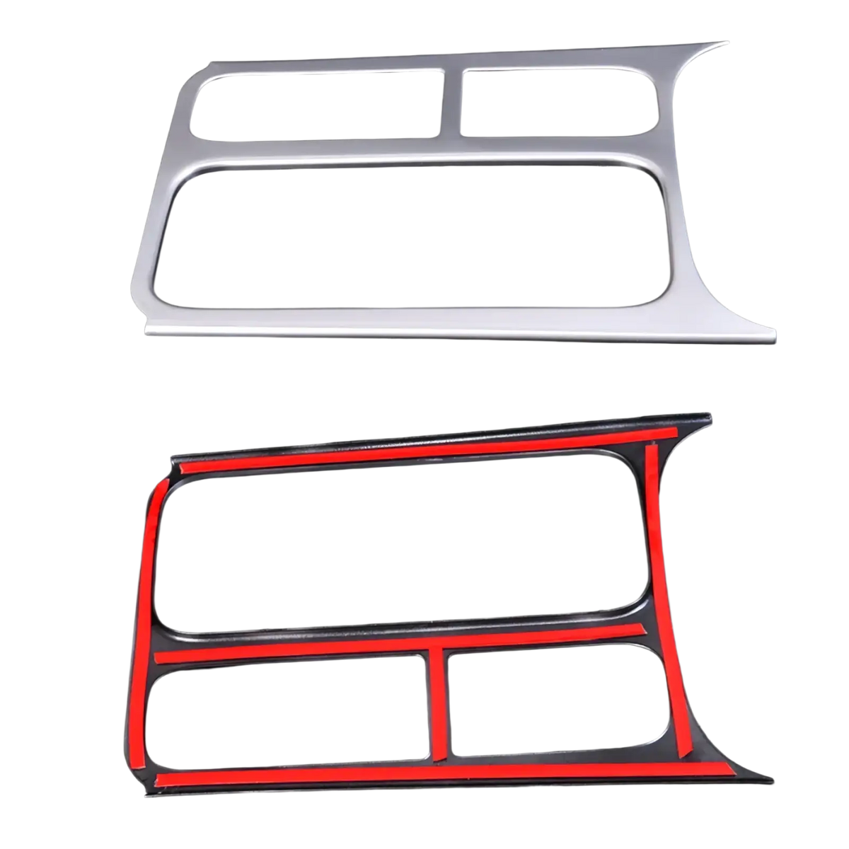 Silver and red cup holder panel trim pieces for vw tiguan 2009-2017 with sleek modern interior design