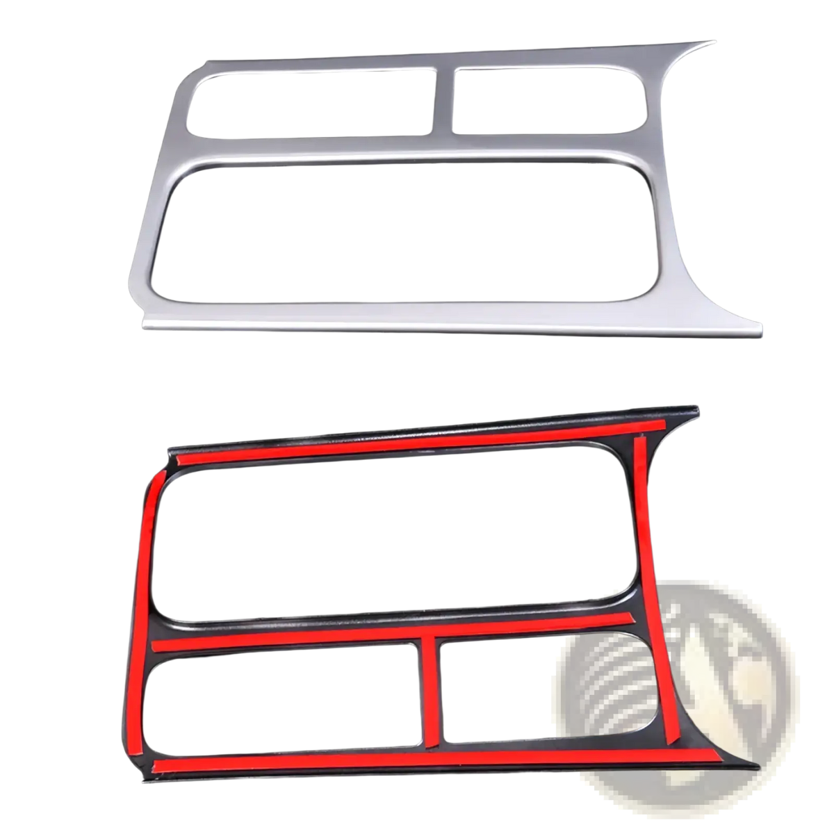 Silver and red cup holder panel trim pieces for vw tiguan 2009-2017 with sleek modern interior design
