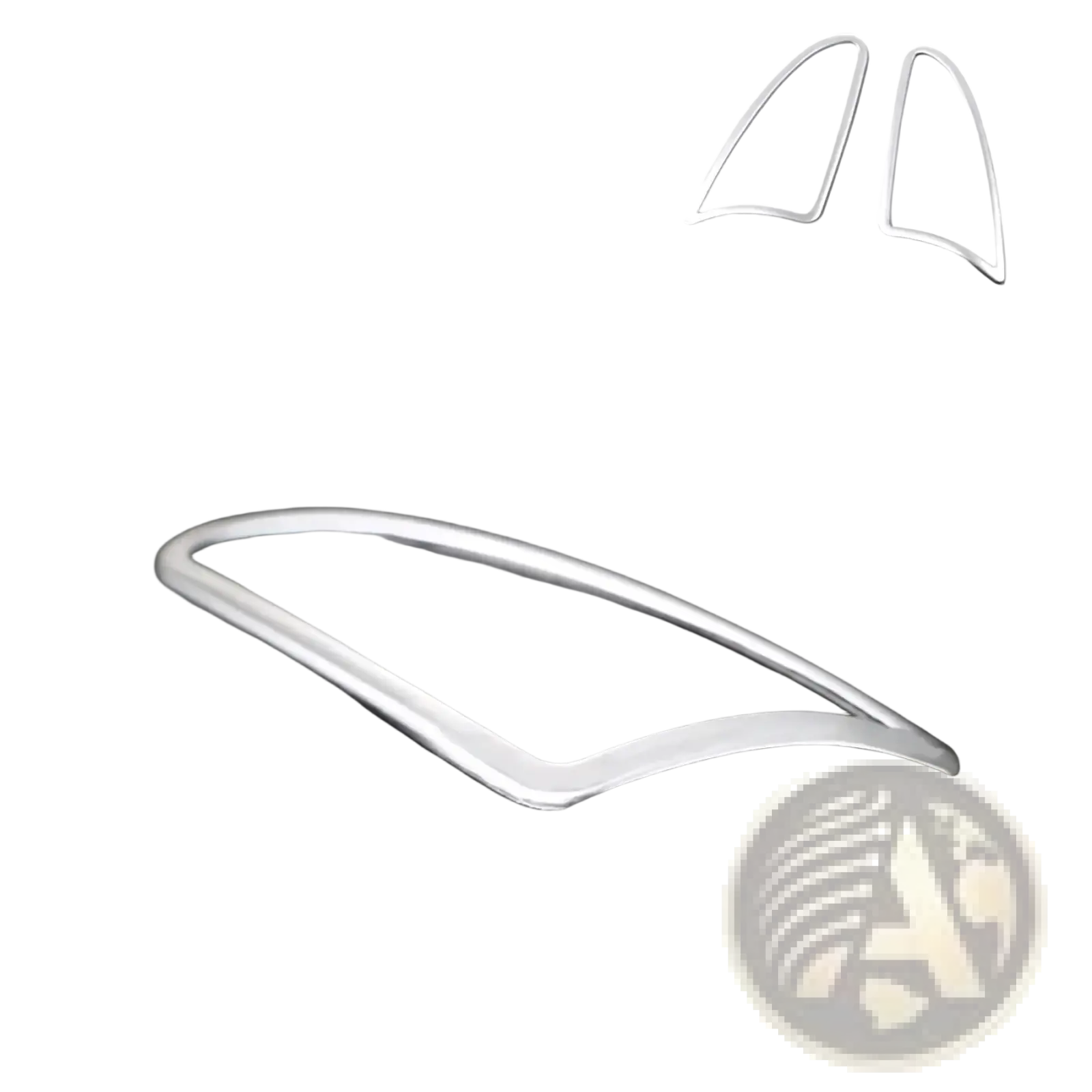 Silver metallic upper air vent trim for vw tiguan cup holder panel trim 2009-2017 vehicles front view