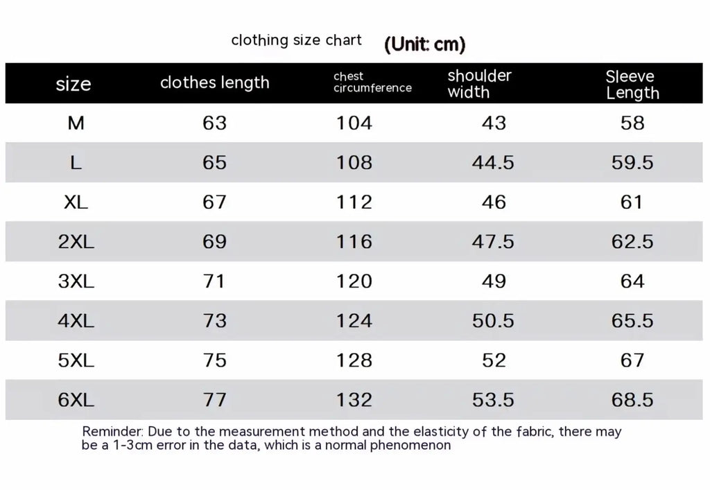 Clothing size chart for waffle hooded sportswear set in black text on white background showing sizes m to 6xl with measurements