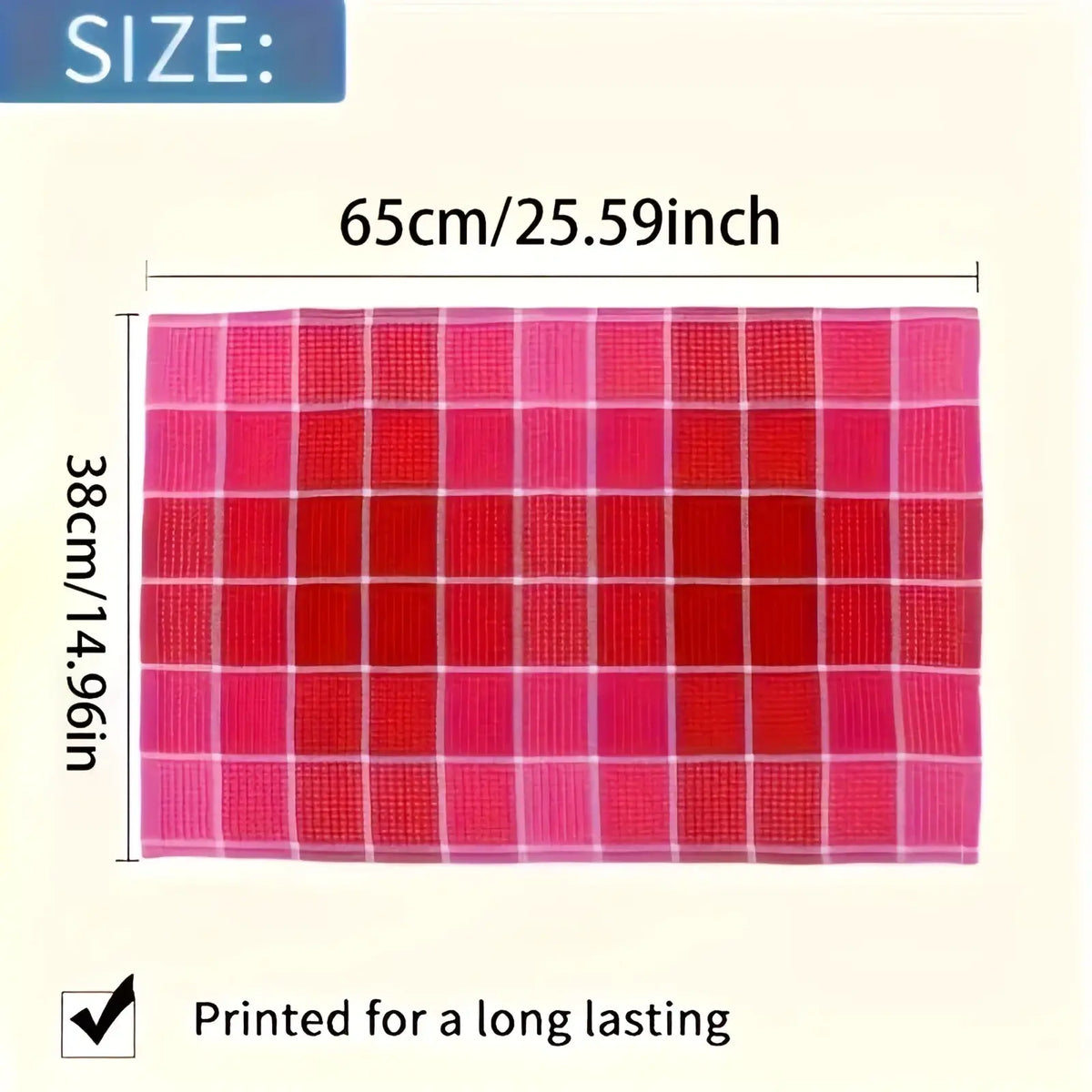 Rectangular pink and red plaid waffle weave mesh kitchen dish cloths absorbent towel for drying dishes
