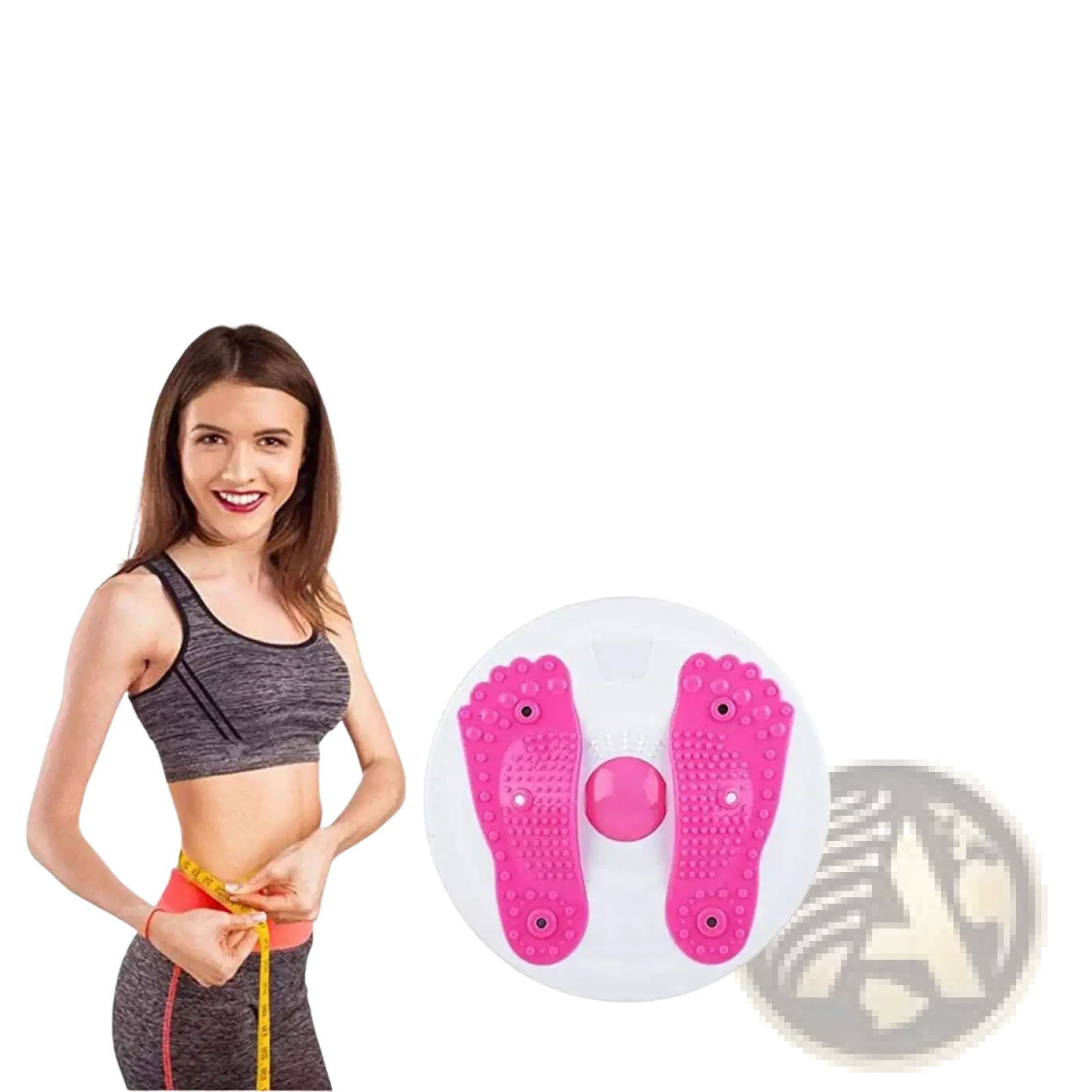 Pink and white waist twisting disc with textured surface for core and abdomen fitness exercises