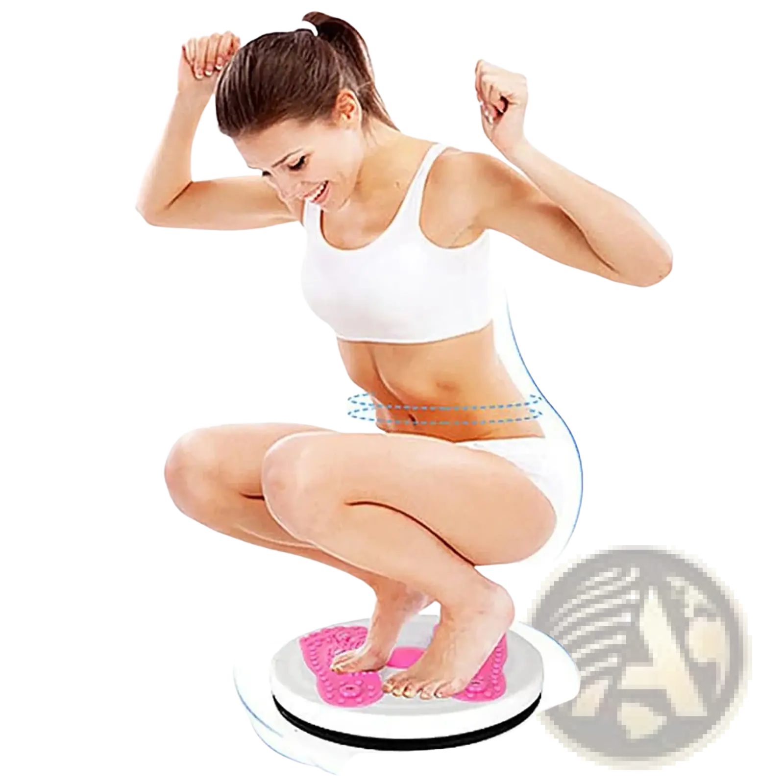Pink and white rotating waist twisting disc made of durable material for core and abdomen fitness workouts
