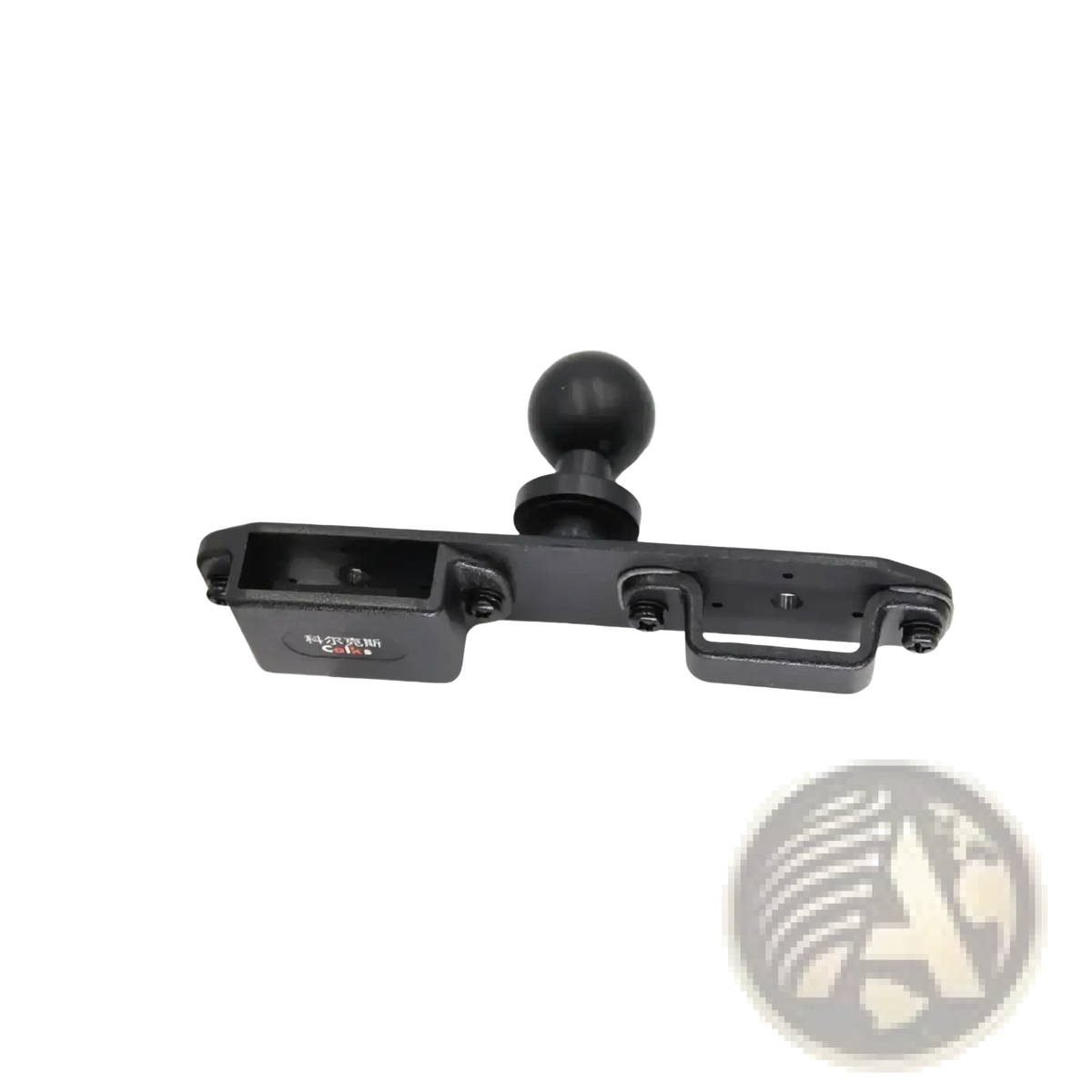 Black universal vehicle mount bracket with 1/4 ball joint for walkie talkie device attachment