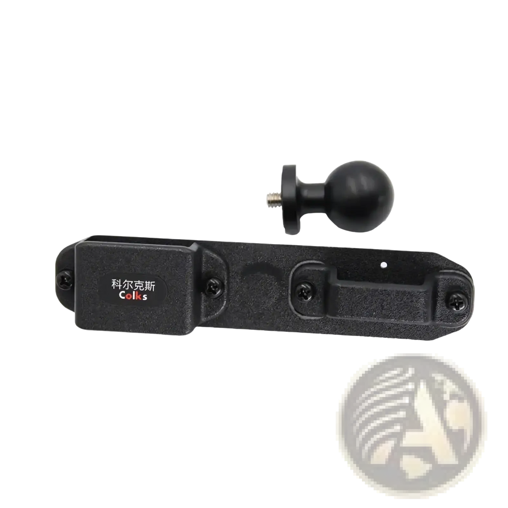 Black plastic walkie talkie 1/4 ball joint mount bracket with spherical ball joint branded colks