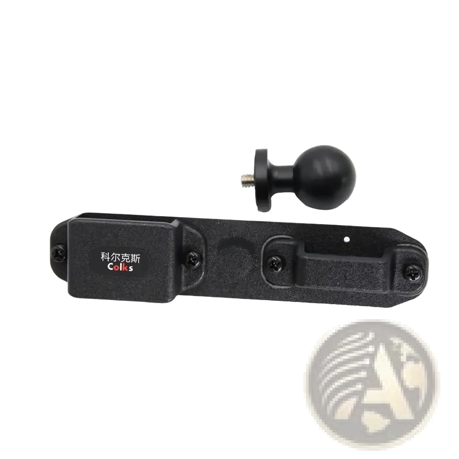 Black plastic walkie talkie 1/4 ball joint mount bracket with spherical ball joint branded colks