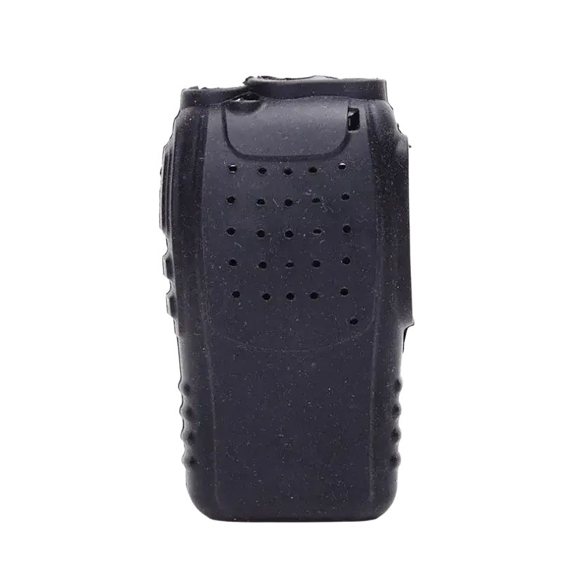 Black rubberized walkie talkie silicone case for baofeng bf 888s with textured grip and ventilation area for radio walkie talkie