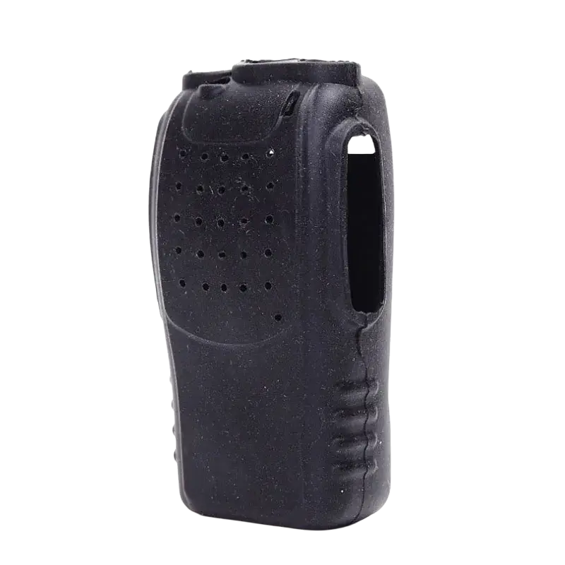 Black rubberized silicone case for baofeng bf 888s walkie talkie with textured grip and ventilation holes for radio walkie talkie