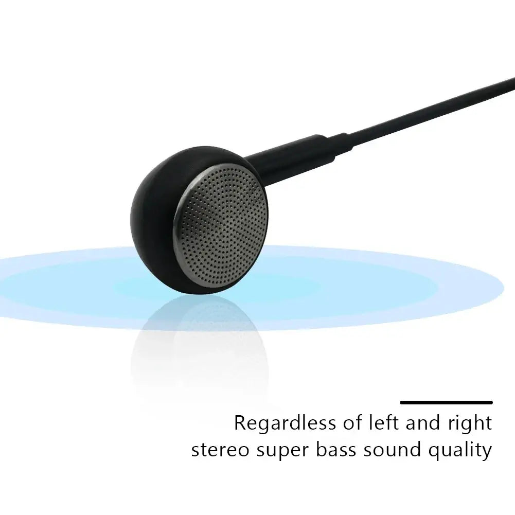 Black walkie talkie single sided mono earphone with 3.5mm jack featuring a perforated metallic grille and minimalist design