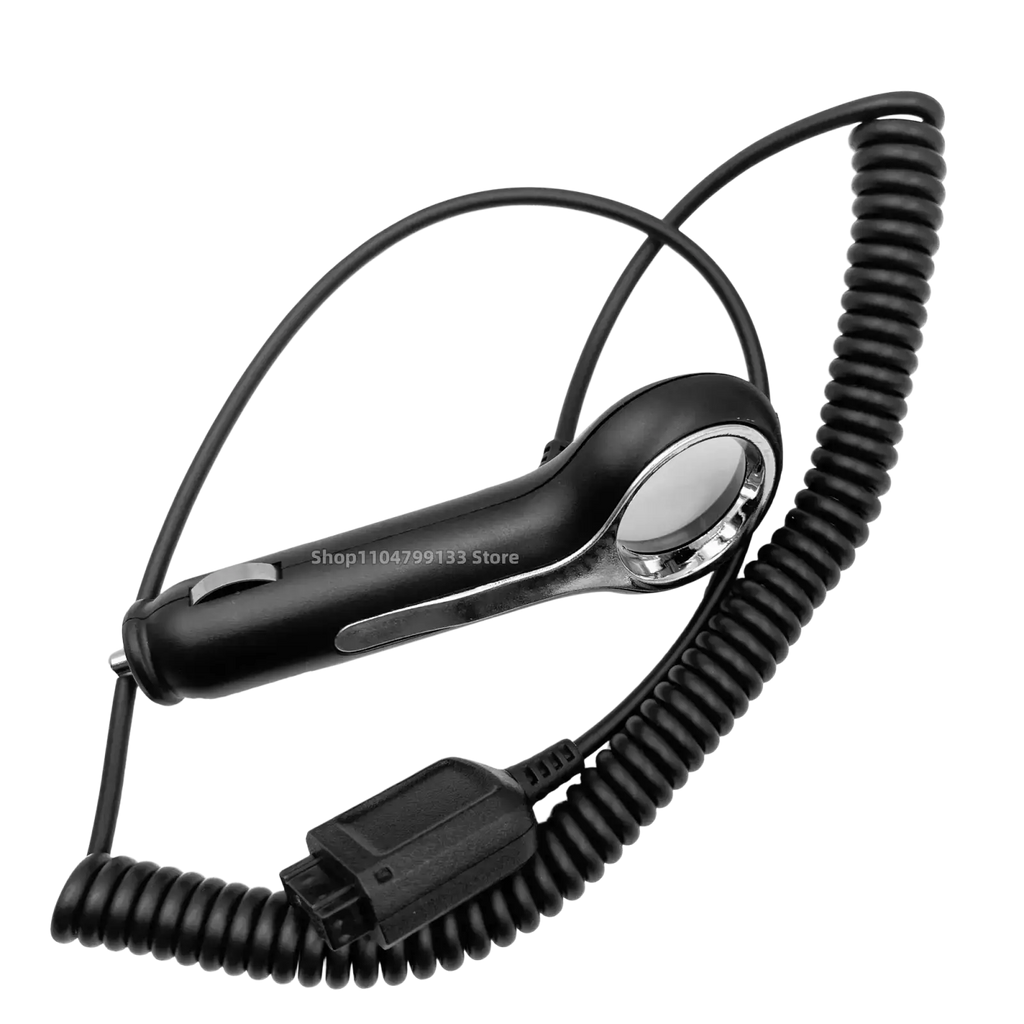 Black coiled walkie talkie usb-c charging cable with sleek ergonomic design and metallic accent for Motorola devices