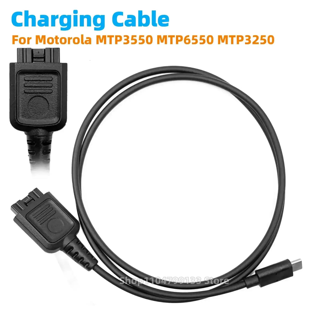 Black walkie talkie usb-c charging cable with motorola mtp and standard usb type-c connectors for motorola devices