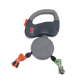 Gray retractable walking traction leash with orange and green detachable leads for two dogs 3m length