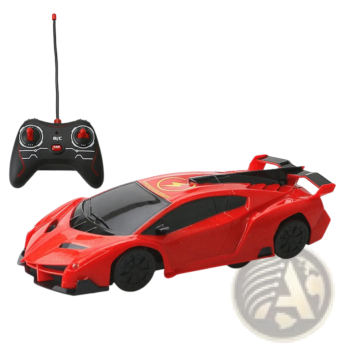 Red wall climbing rc sports car with black accents and sleek aerodynamic design for gravity defying stunts