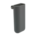 Gray plastic wall mounted desk organizer storage box with curved top and rounded edges for phone holding