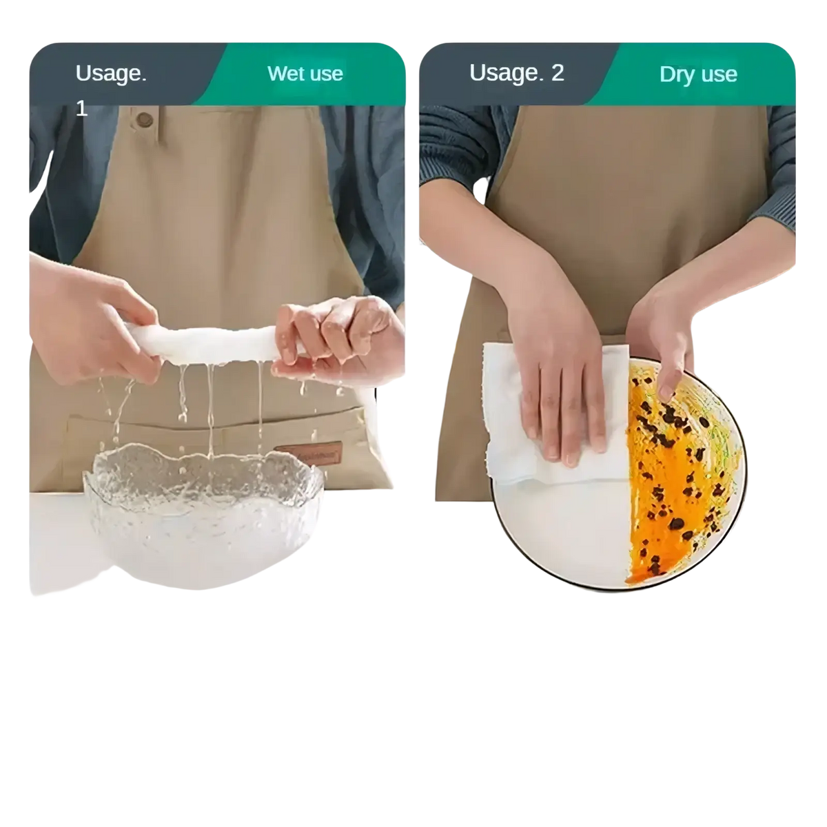 White absorbent kitchen towel in wall mounted kitchen cleaning wipes dispenser designed for wet and dry use