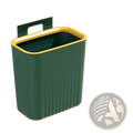 Wall mounted kitchen trash bin with lid 9l in green and yellow with ribbed texture for efficient waste disposal