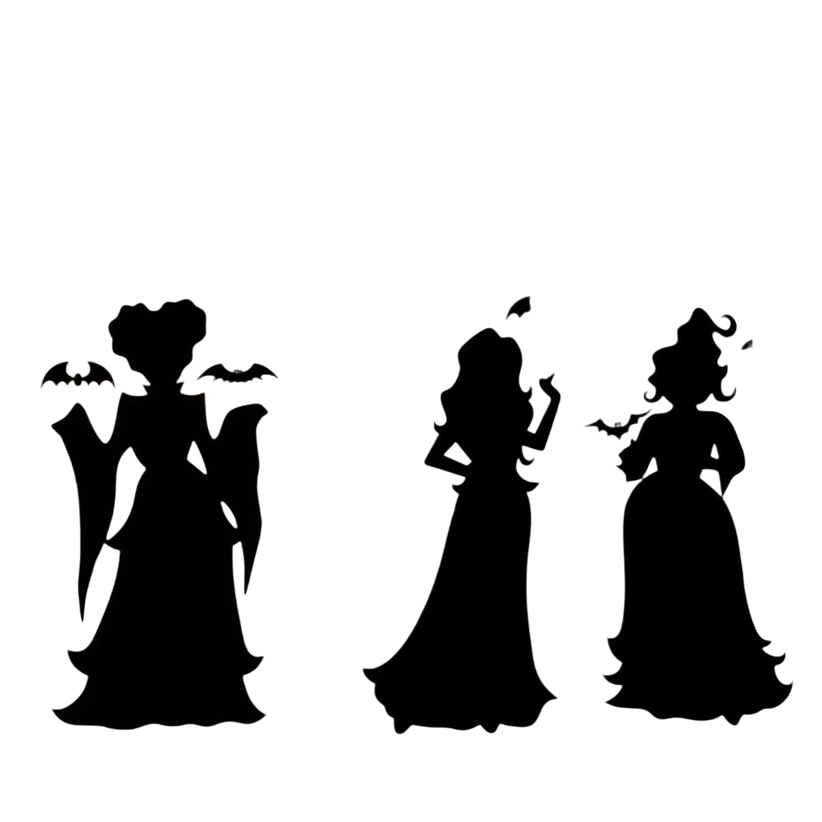 Black halloween-themed wall stickers with witch silhouettes, glowing cat eyes, and bats for living room windows