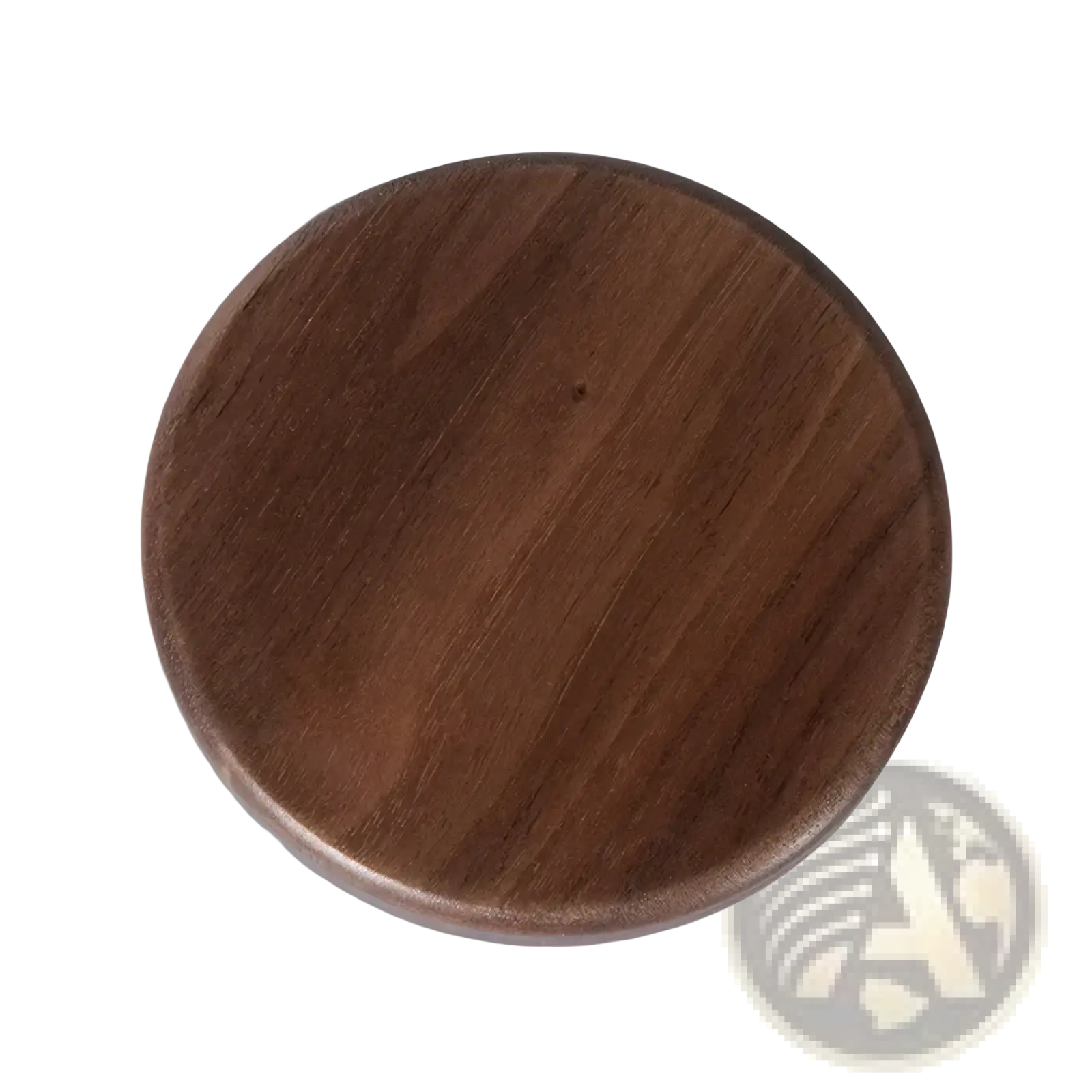 Dark brown walnut wood wireless charging pad 15w with circular shape and visible grain patterns