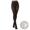 Black sheer warm fleece lined transparent pantyhose leggings with a solid dark waistband for cold weather wear