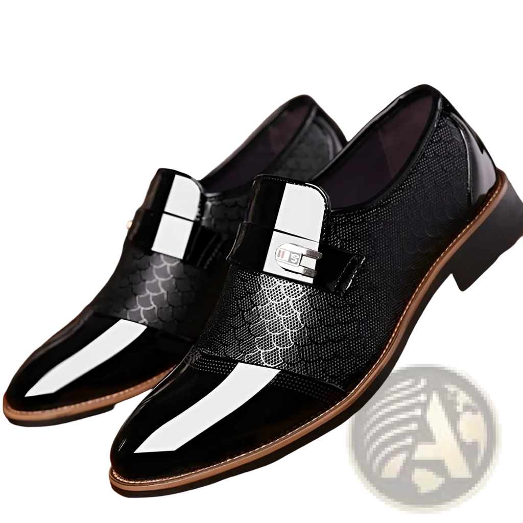Warm high top black pu leather vulcanized shoes with black and white patent leather snakeskin buckle strap design