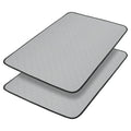 Gray mesh car seat cooling pad with black trim and hexagonal pattern shown alongside washable waterproof dog pee pad mat 2 pack