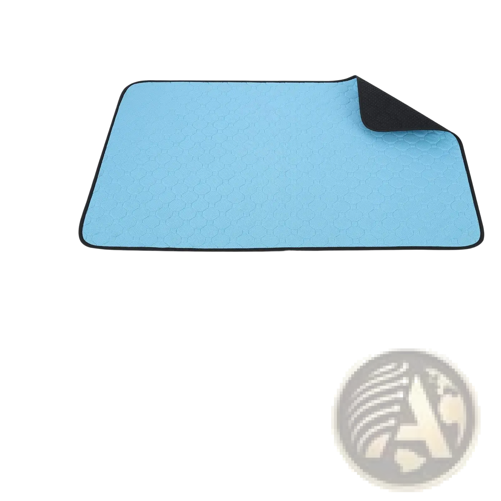 Light blue washable dog pee pad with black border textured surface and anti-slip waterproof training mat 2 pack