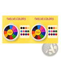 Two white-cased washable finger paint pads with twelve vibrant rainbow colors in a non-toxic inkpad design