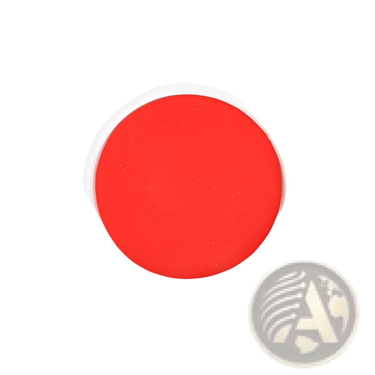 Bright red washable finger paint pad in a white round container with non-toxic rainbow inkpad for safe creative use
