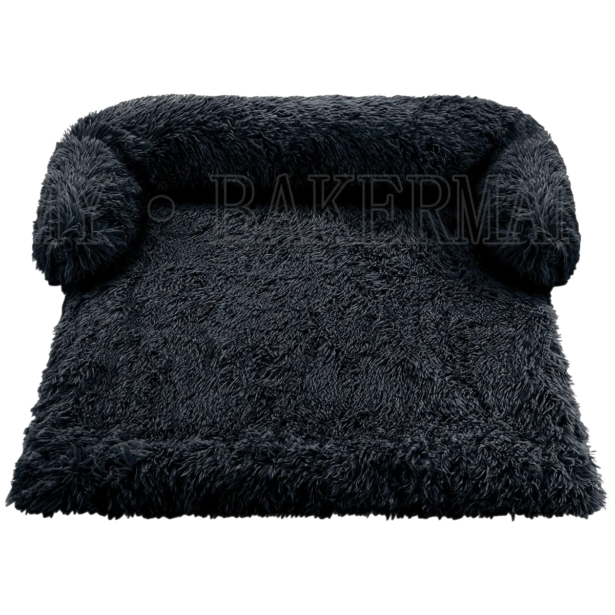 Black plush washable dog bed sofa cover with shaggy texture and soft fluffy pet bed bolster design