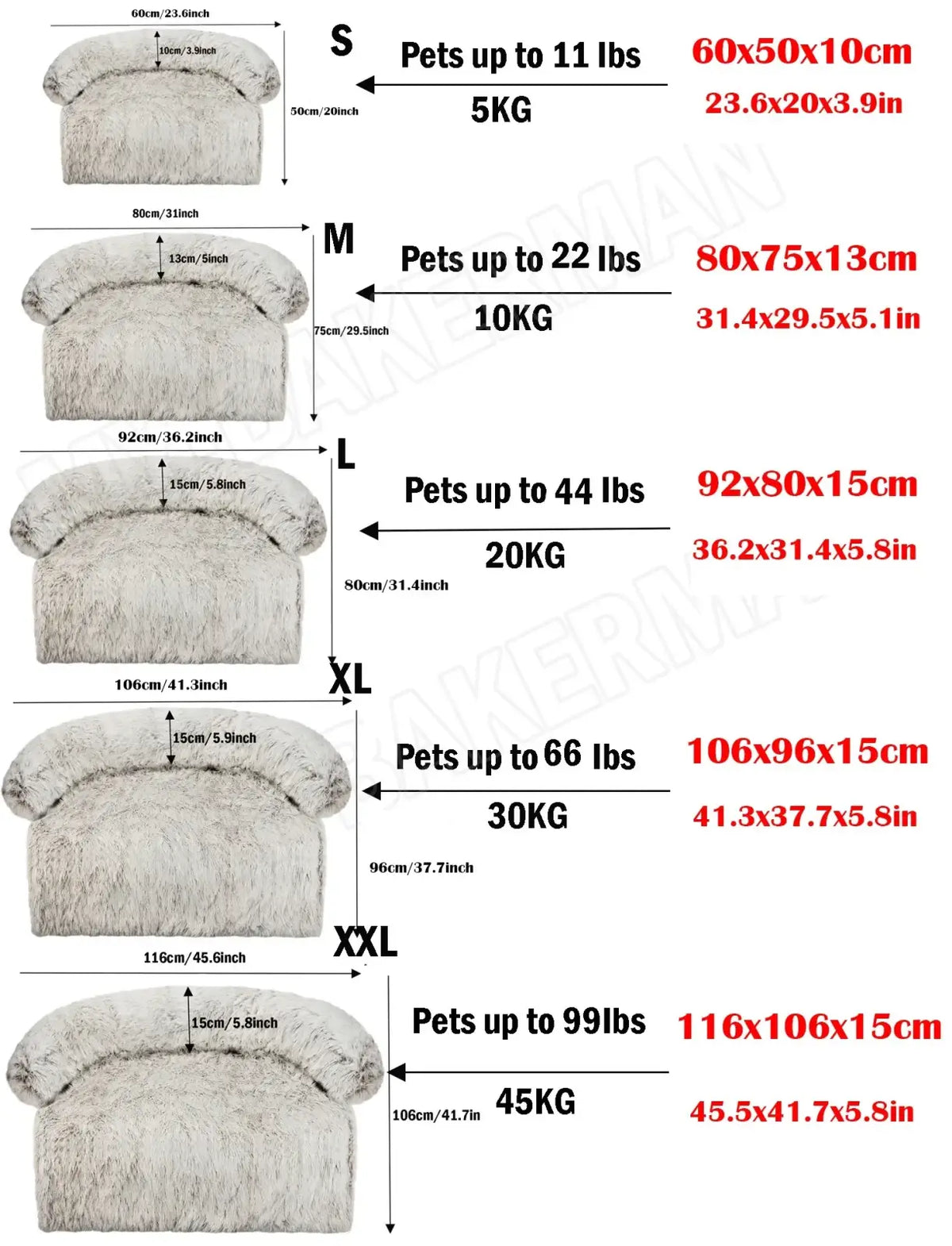 Washable plush dog bed sofa with faux fur pet bed in soft fluffy texture and cushioned bolster for comfort