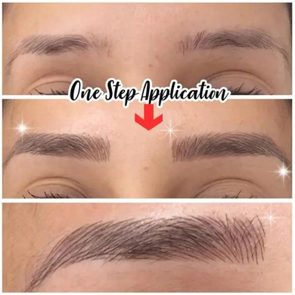 Natural waterproof 4d hair like eyebrow tattoo stickers with dark brown fine defined strokes and soft feathered edges