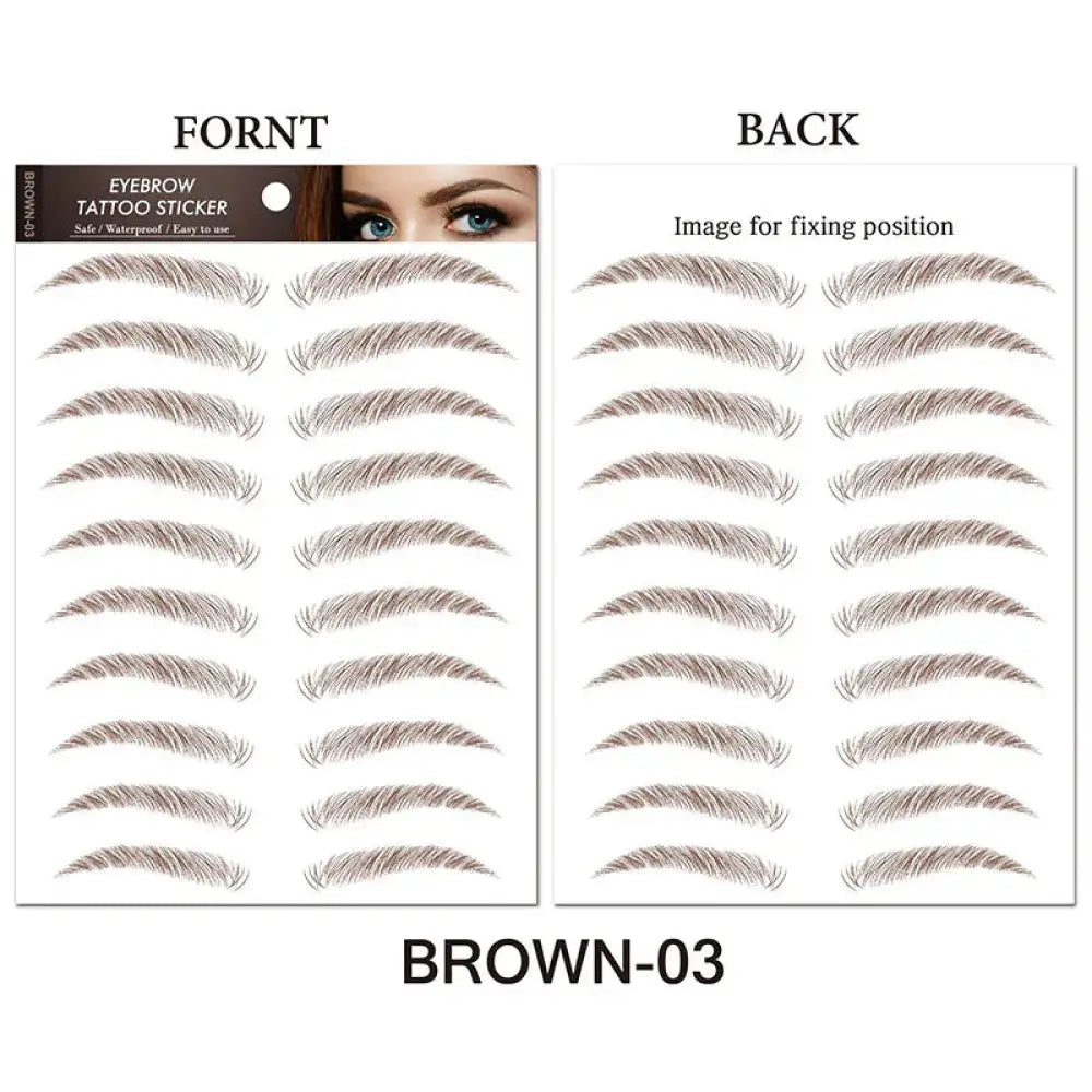 Brown natural waterproof 4d hair like eyebrow tattoo stickers with a feathery design for realistic brows