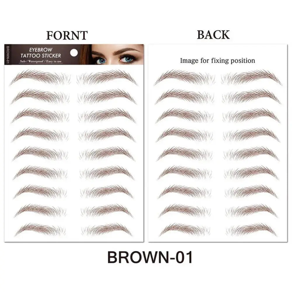 Brown natural waterproof 4d hair like eyebrow tattoo stickers with realistic hair texture and fine detailing