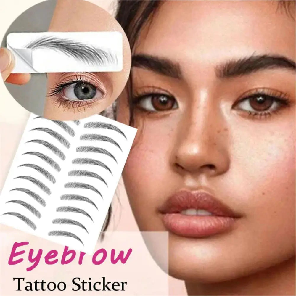 A sheet of black and gray natural waterproof 4d hair like eyebrow tattoo stickers with various brow shapes