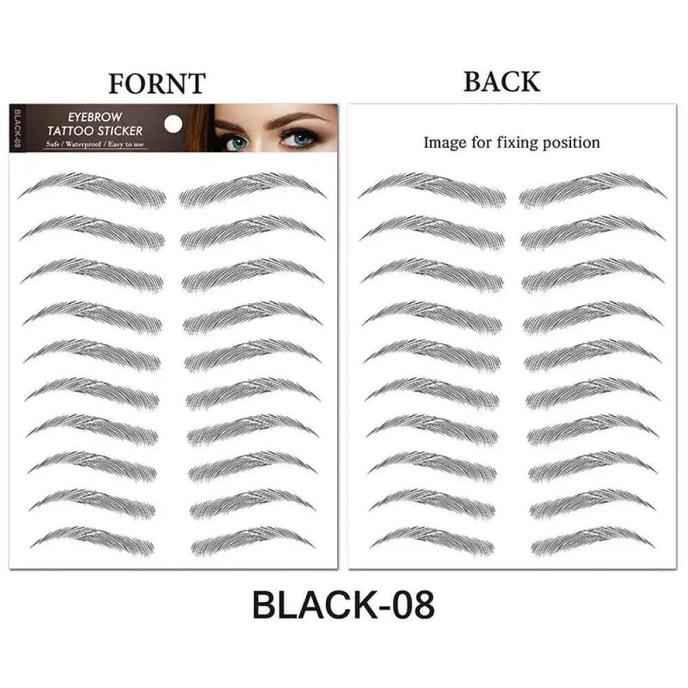 Black eyebrow tattoo stickers with natural waterproof 4d hair like design and realistic hand drawn appearance