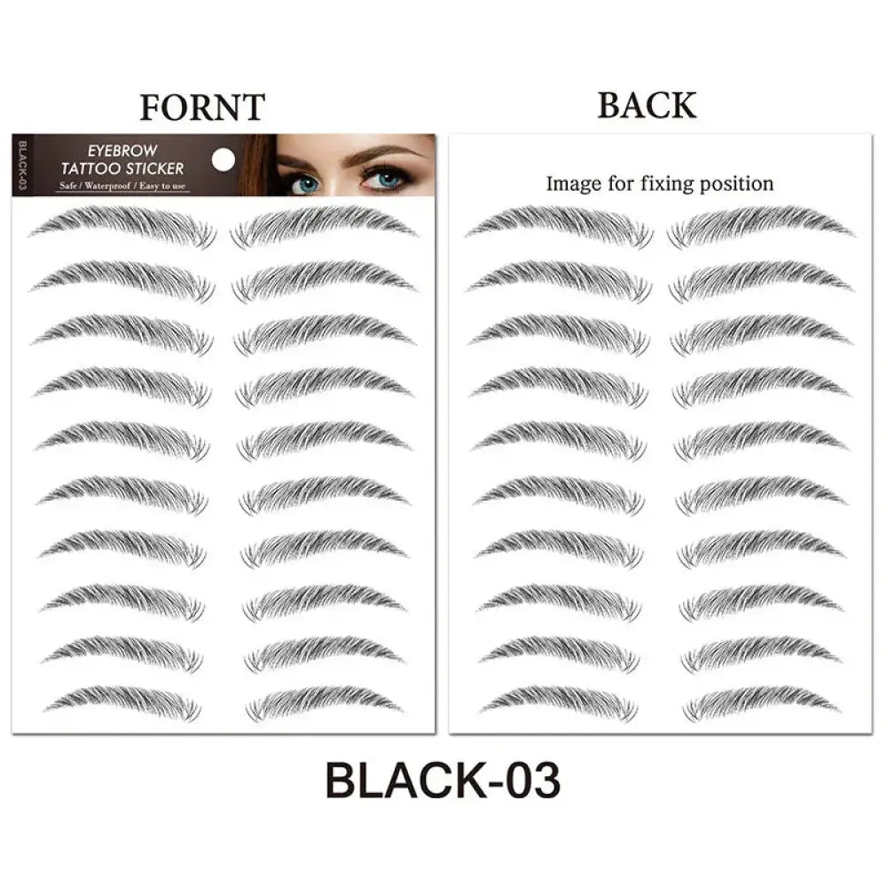 Natural waterproof 4d hair like eyebrow tattoo stickers black with realistic hand drawn feathered design