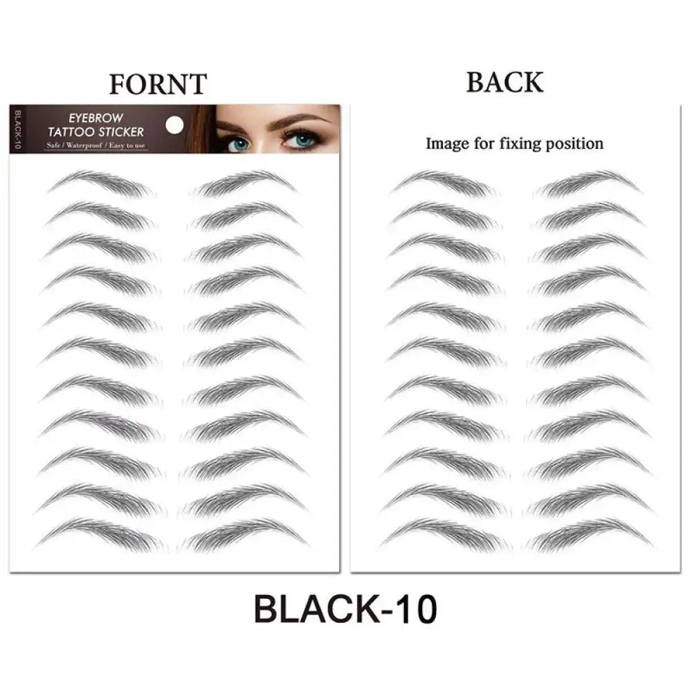 Black natural waterproof 4d hair like eyebrow tattoo stickers with feathery temporary design for realistic brows