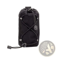 Black mesh water bottle backpack pouch with adjustable drawstring closure and reinforced gray nylon hiking straps