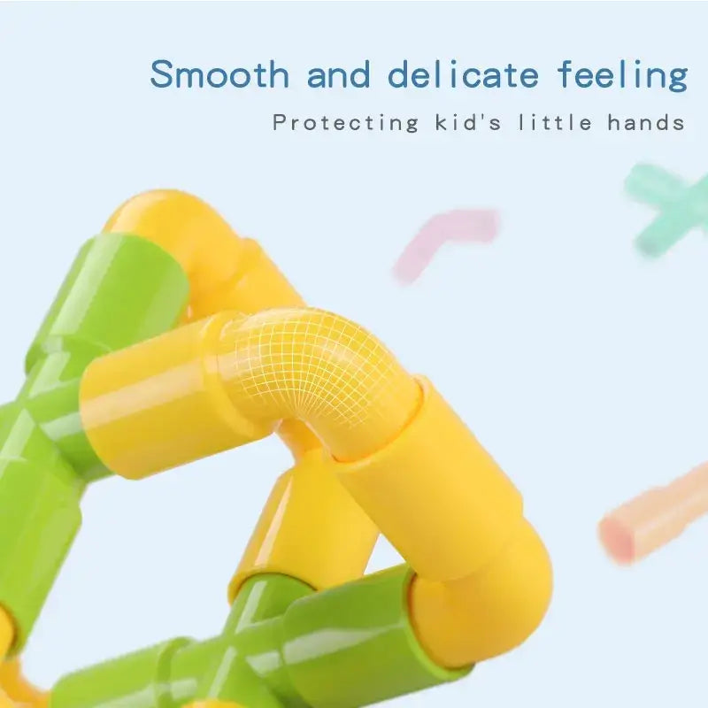 Bright yellow and green plastic water building blocks with smooth rounded edges for diy water building construction sets