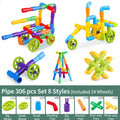 Colorful plastic water building blocks with assorted connectors and wheels for diy water building educational play