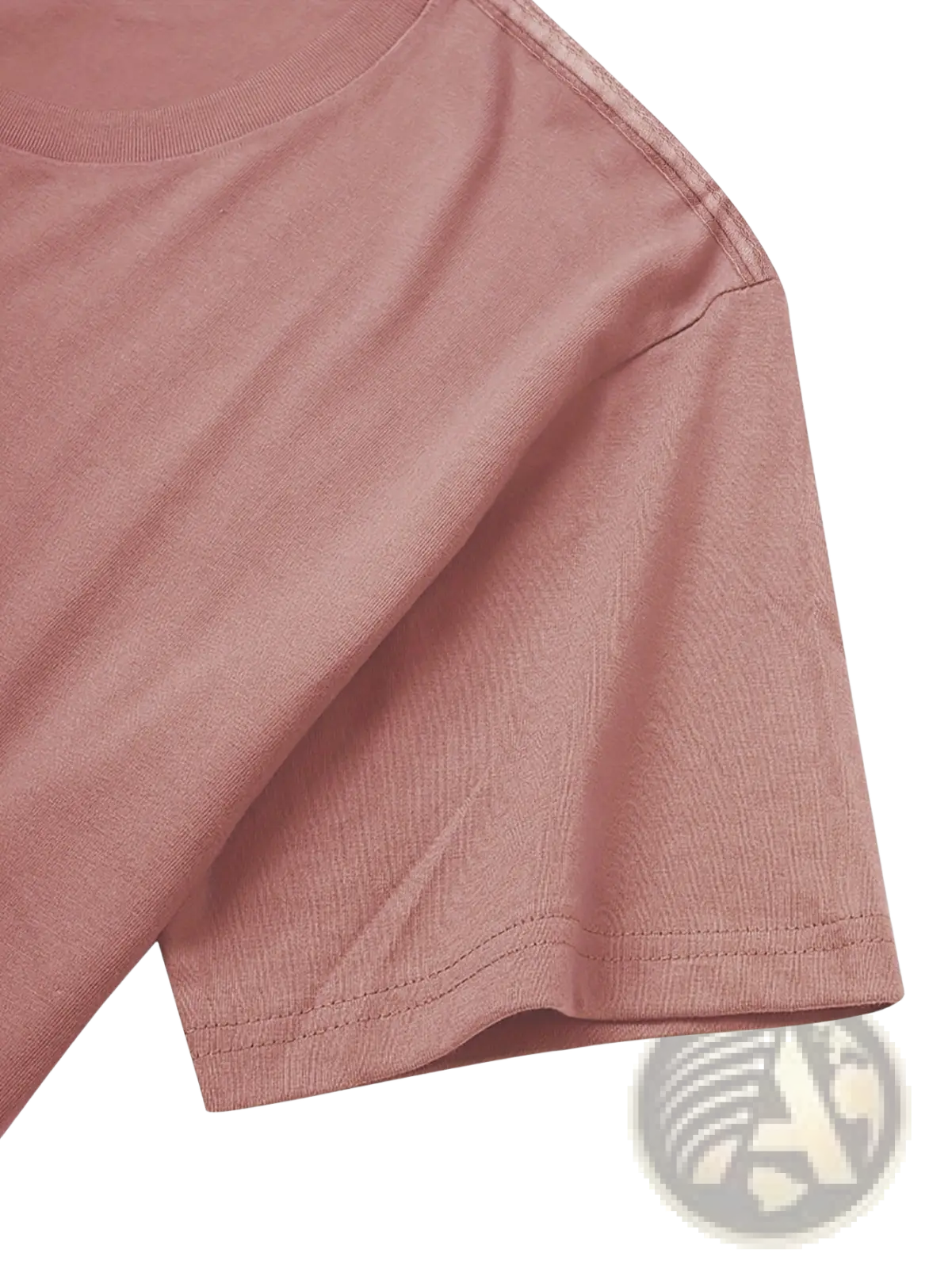 A soft dusty rose cotton t-shirt with watercolor feather print short sleeves and ribbed crew neckline for women